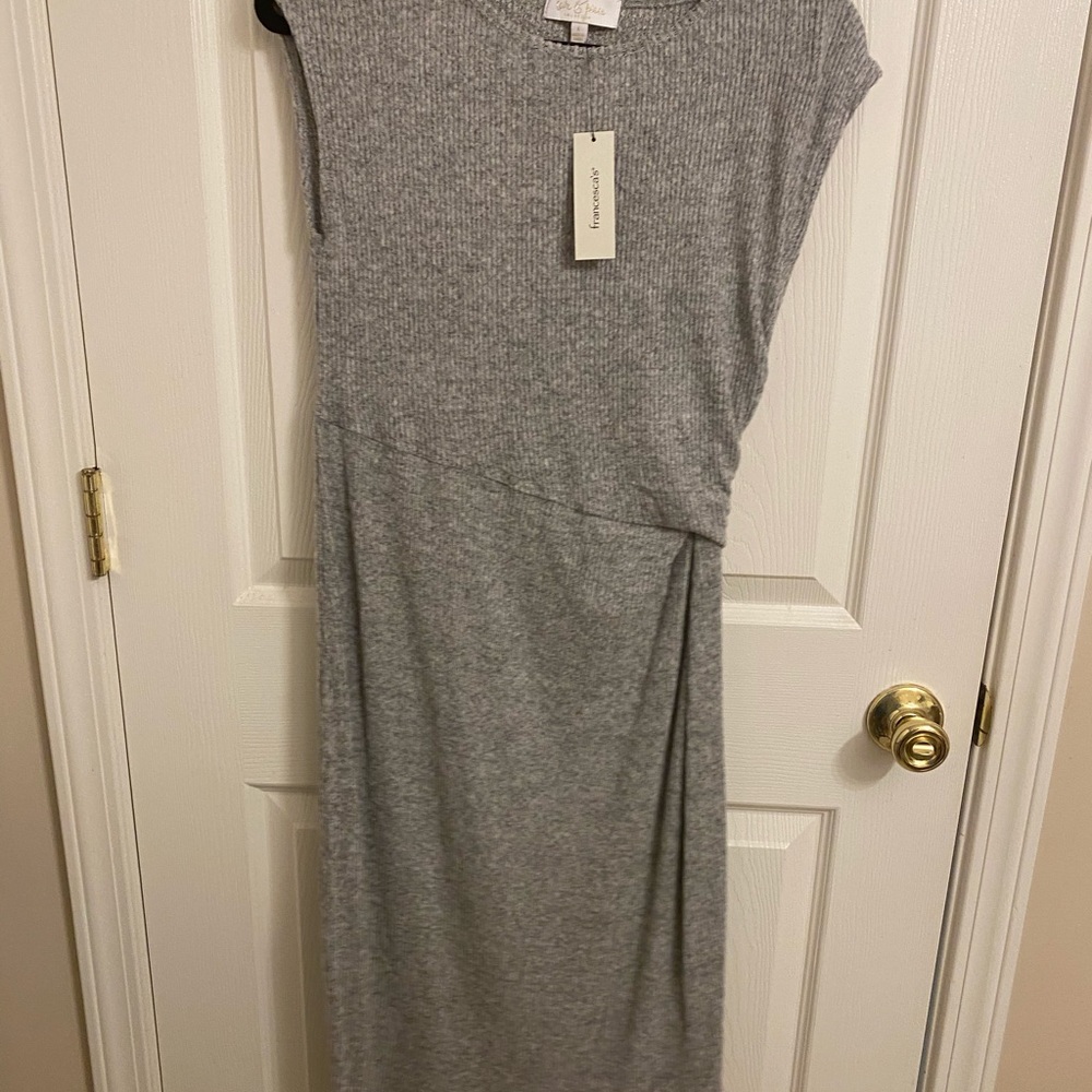 Francesca’s gray sleeveless sweater dress